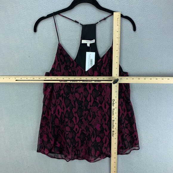 Lavender Brown Blouse Womens Small Silk Sleeveless Purple Black Animal Print - Picture 6 of 11